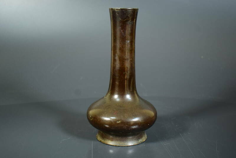 【和】(7599)　時代古作　古銅花生　花瓶　唐銅　銅器