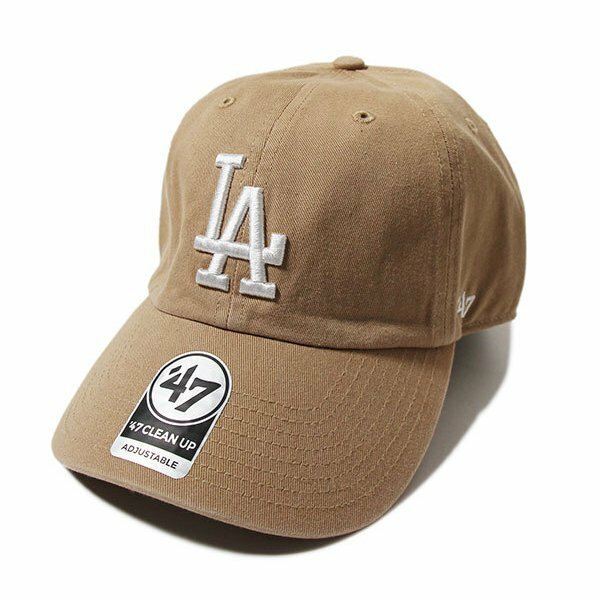 ’47 Brand (フォーティーセブン) ドジャース キャップ Dodgers ’47 CLEAN UP Khaki × White logo MLB ダッドハット メジャーリーグ