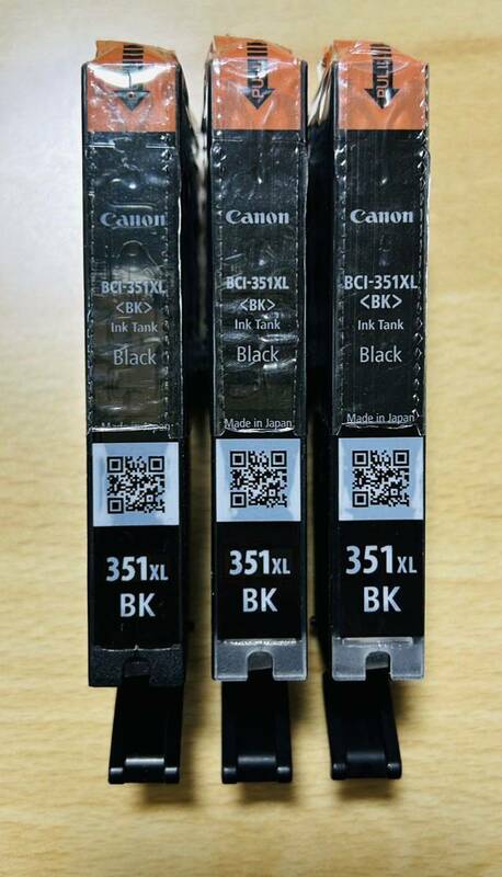 【送料無料・即決・3個・Canon純正】インクカートリッジ BCI-351XL(BK) 大容量・黒　キャノン