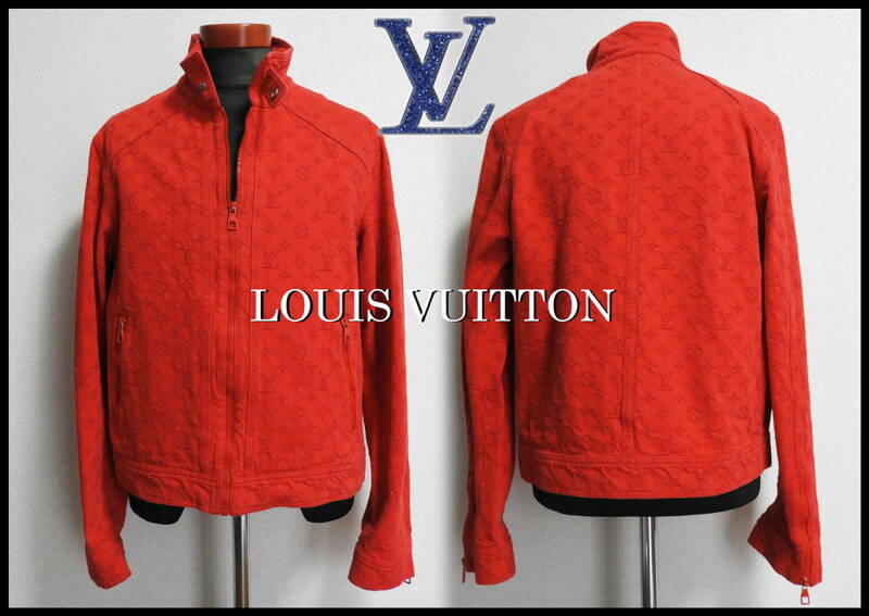 LOUIS VUITTON モノグラムジャケット 完売品 レッド デニム スタンドカラー ブルゾン ルイヴィトン M L メンズ 46 ジャンパー スニーカー