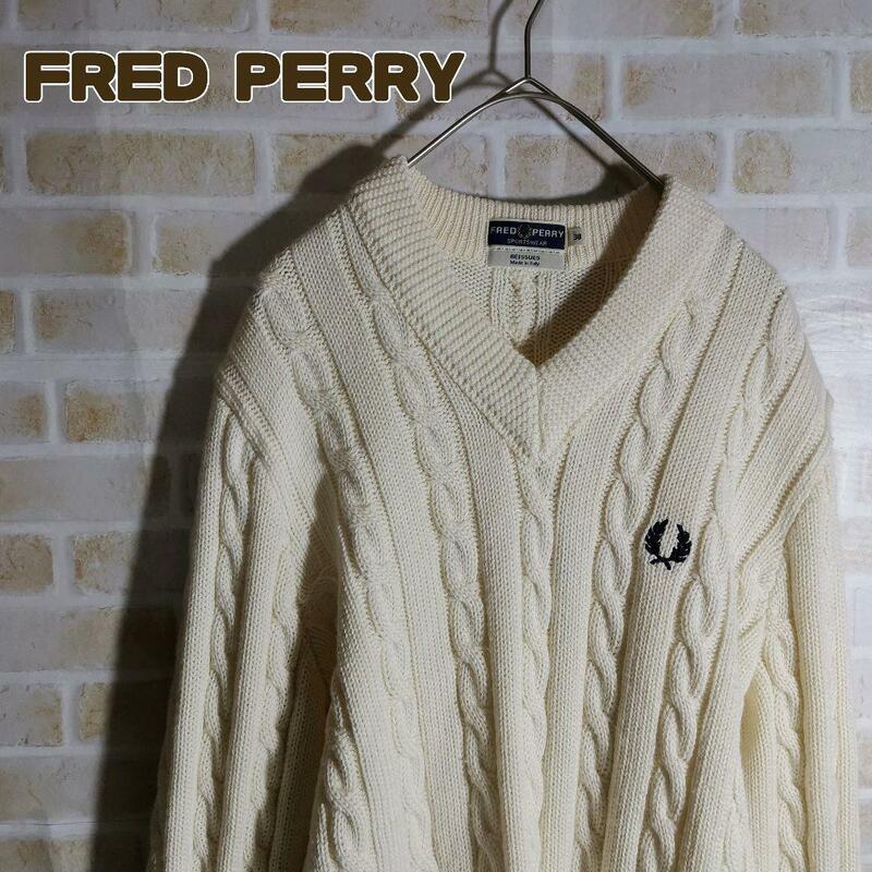 FRED PERRY フレッドペリー ニット セーター ケーブル オフホワイト