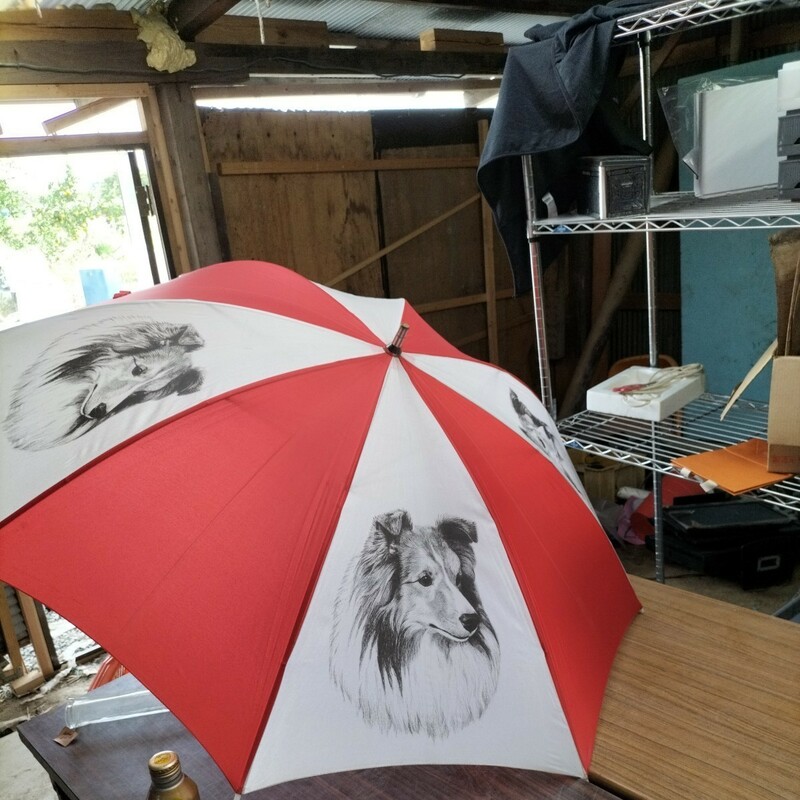 雨傘 ゴルフ 傘 パラソル　SHETLAND 日傘 犬柄　未使用