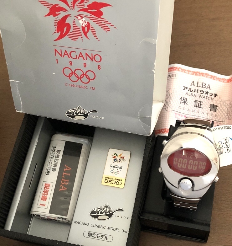 SEIKO SPOON インゴット 長野 オリンピック 限定 メタリック INGOT デジタル 時計 ALBA ブレスレット Y2K ウォッチ 好きに も 90’s コラボ