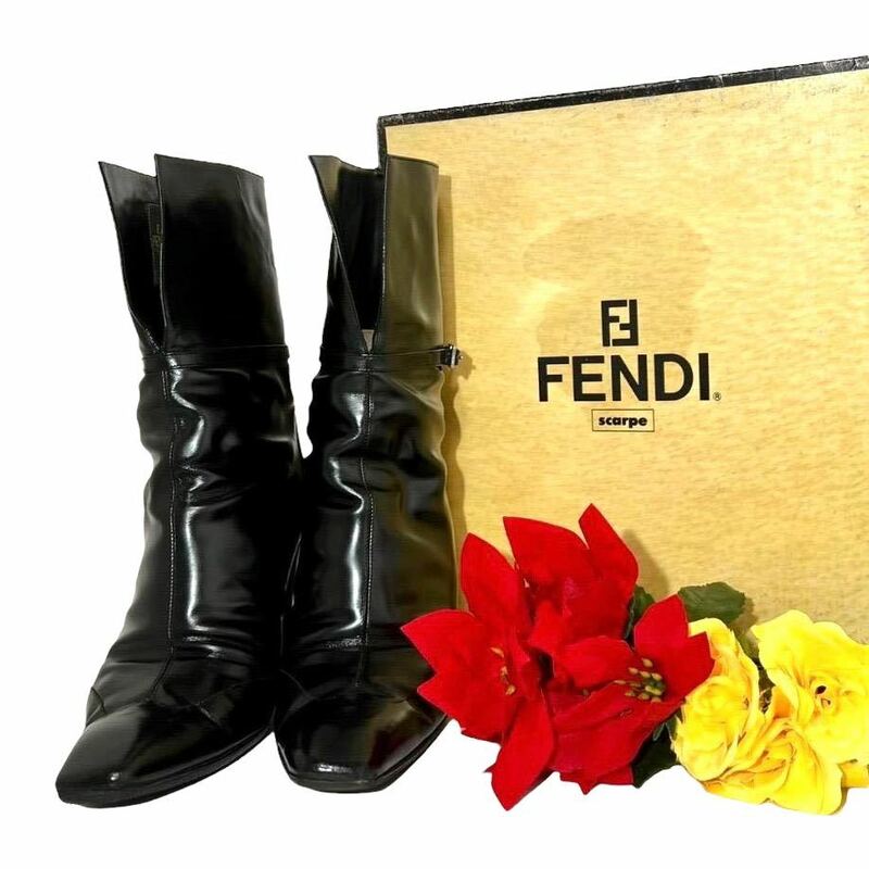 【極美品】FENDI フェンディ ショートブーツ レザー 37 23.5cm
