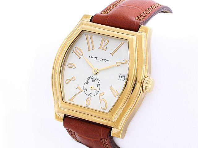 富士屋 ◆ 値下げ品◆ハミルトン HAMILTON ダットソン H274350 ホワイト×ゴールド 自動巻 デイト メンズ 腕時計