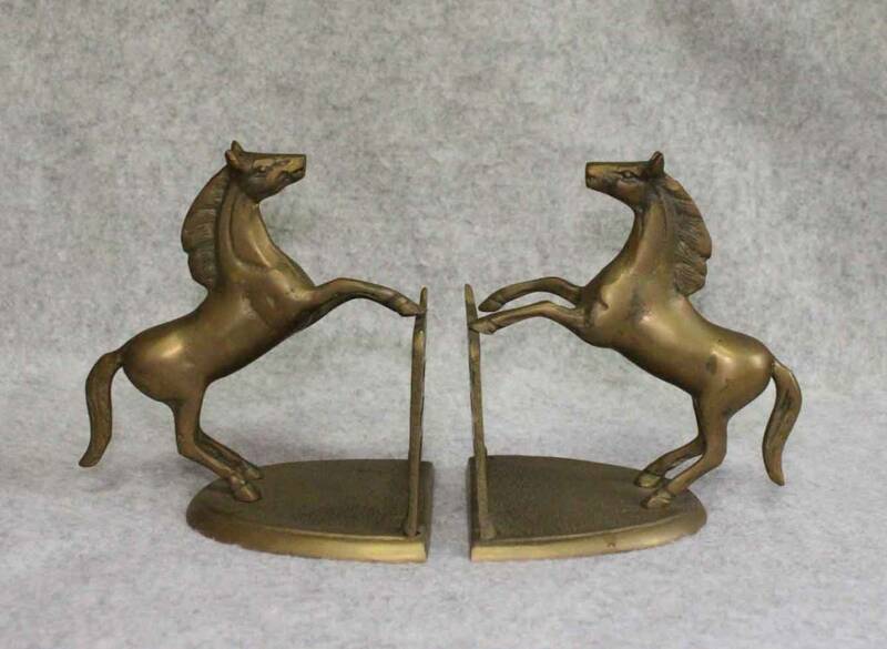 金属工芸●●ブックエンド　馬　ブロンズ●置物　黄銅　真鍮製　 本立て　bronze horse bookend　