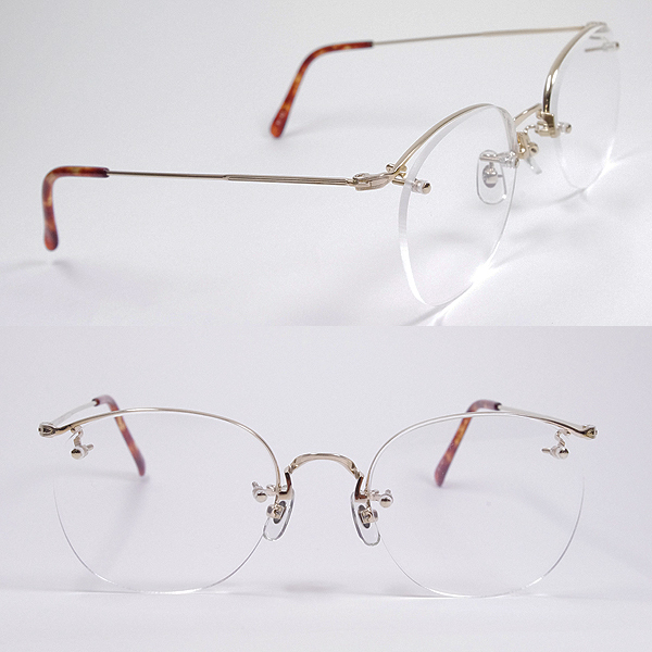 【ヴィンテージ風仕上げ】60年代仕様のツーポイント眼鏡：拘りのパーツでまとめられた上質な一本【眼鏡産地鯖江製】