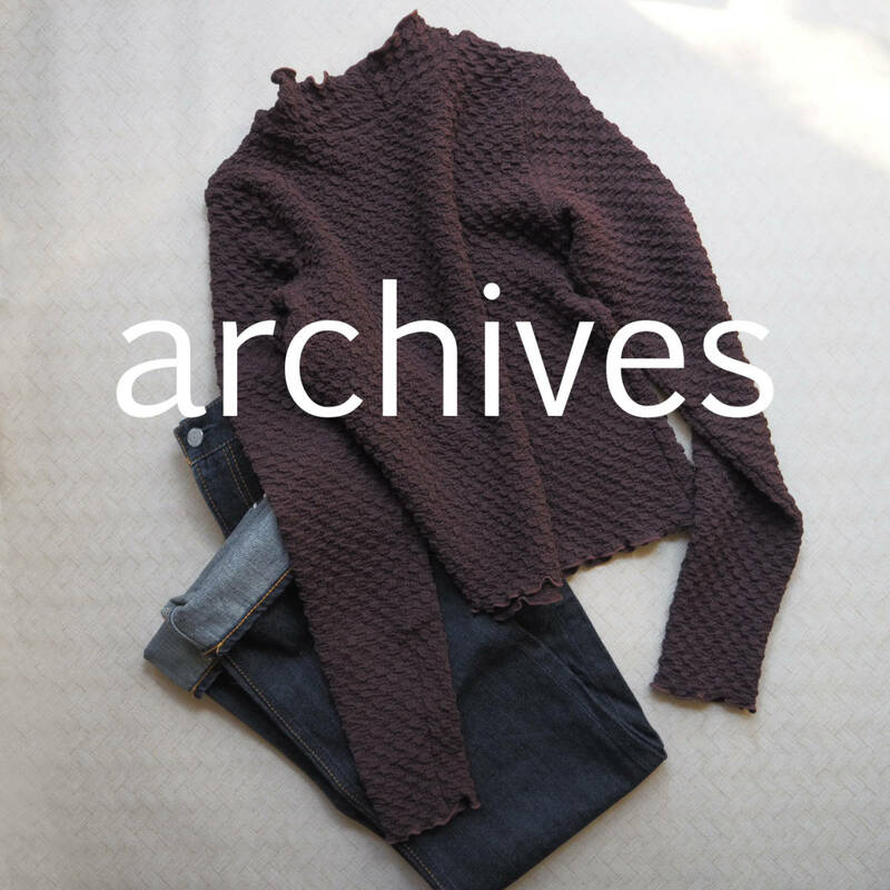 アルシーヴ archives ハイネック トップス カットソー ギャザー ブラウン ブランド レディース ウェア ファッション