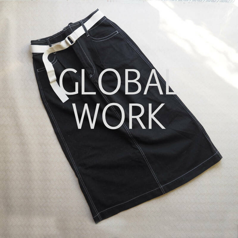 ★レディース洋服★ グローバルワーク GLOBAL WORK ベルト付 ワークスカート ロング ステッチ / ブランド USEDファッション