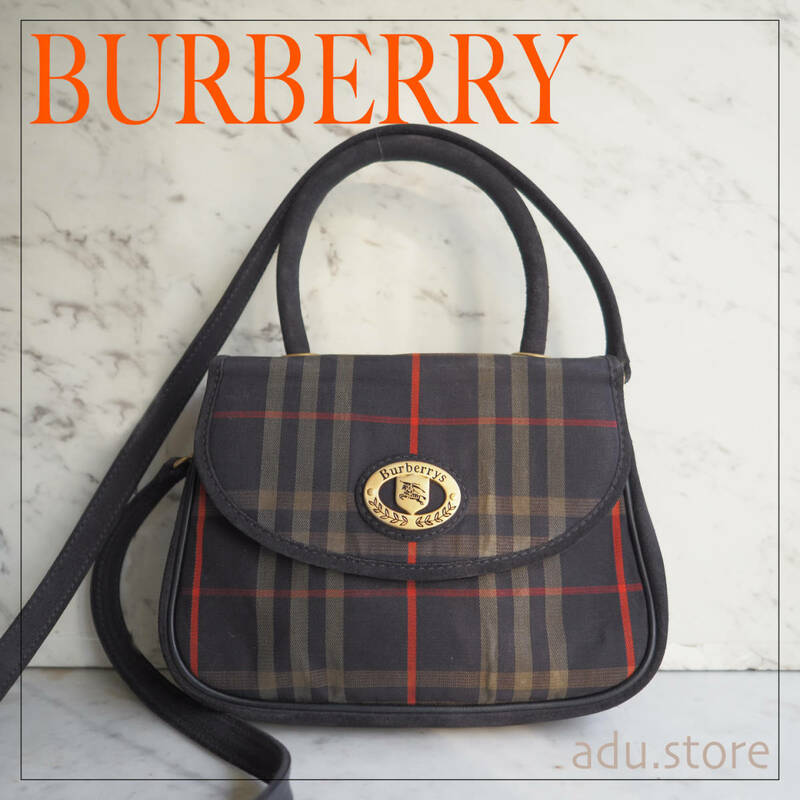 バーバリー Burberry 2way ノバチェック ショルダーバッグ ハンドバッグ ネイビー ビンテージ ヴィンテージ レディース メンズ ブランド