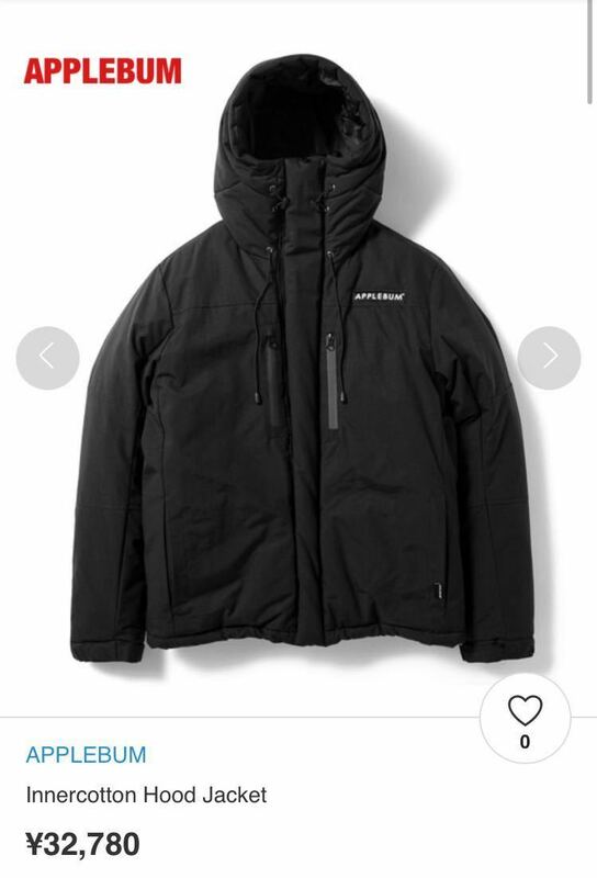 【人気】APPLEBUM　アップルバム　Intercotton Hood Jacket　ダウンジャケット　ブランドロゴ　ドローコード　フーディー　定価32,780円
