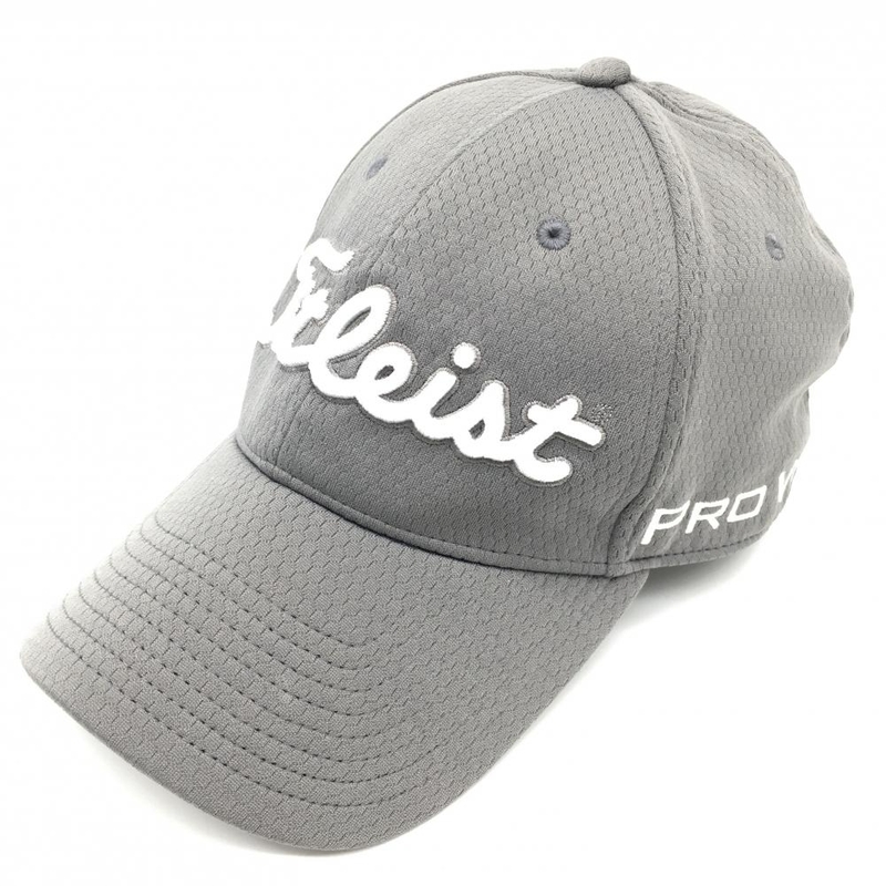 【超美品】タイトリスト キャップ グレー×白 立体ロゴ刺しゅう ML ゴルフウェア TITLEIST