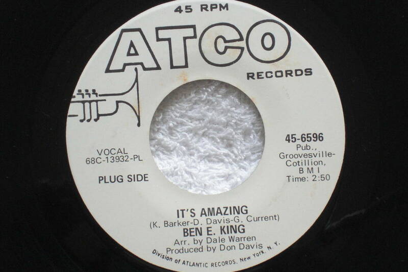 USシングル盤45’　Ben E. King : It's Amazing / Where's The Girl　(Atco Records 45-6596)　Deep Soul