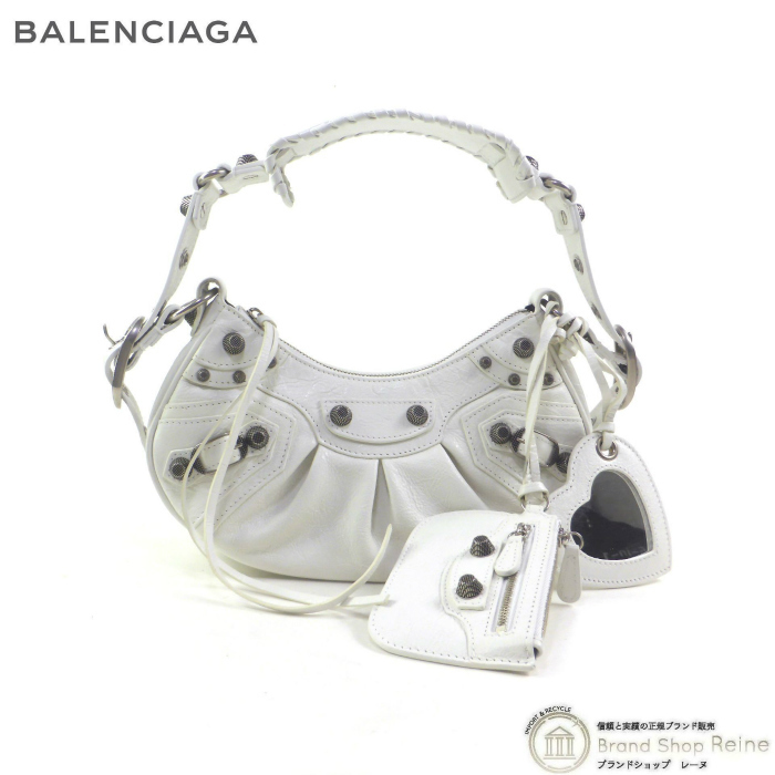 バレンシアガ （BALENCIAGA） Le Cagole ル・カゴール XS アリーナラムスキン ショルダー バッグ 671309 ホワイト×シルバー金具（新品）