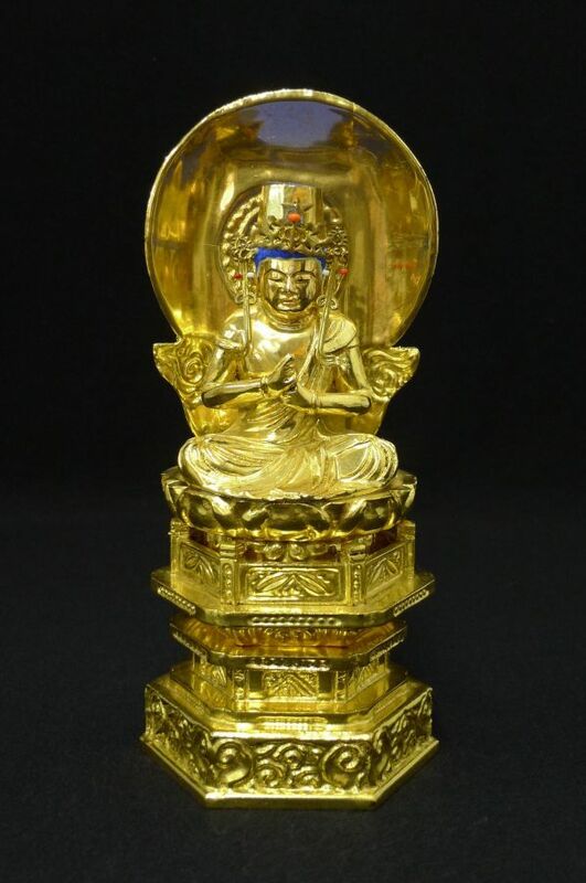 X647 大日如来座像 木彫純金中七 高さ28.5cm 仏教美術 仏像 仏壇 仏具/80