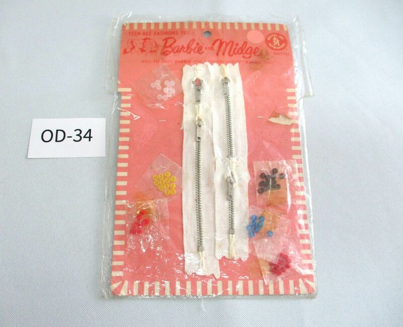 ネOD-34【当時物/不揃い】バービー＆ミッジ■ボタン ファスナーセット■MATTELマテル1963/Barbie AND Midge■日本製/MEDA IN JAPAN