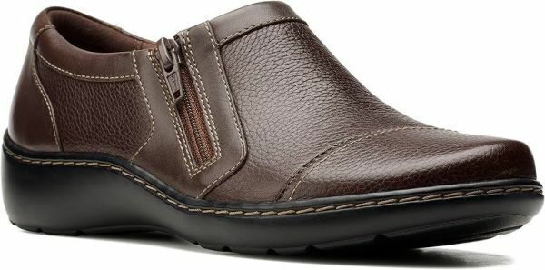 送料無料 Clarks 22cm ジッパー ミニマル ダーク ブラウン フラット 軽量 スニーカー バレエ ローファー ブラック パンプス レザー RRR107