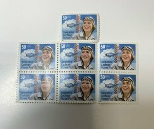 未使用　保管品　外国切手　アメリカ　1996年　女性パイロット　ジャクリーン・コクラン　50　7枚