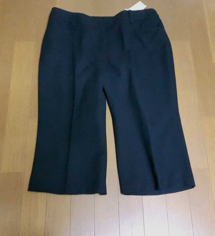 ◇新品W88◇カシミア混ウール*ベーシッククロプトパンツ*股下45*黒*大きいサイズ*