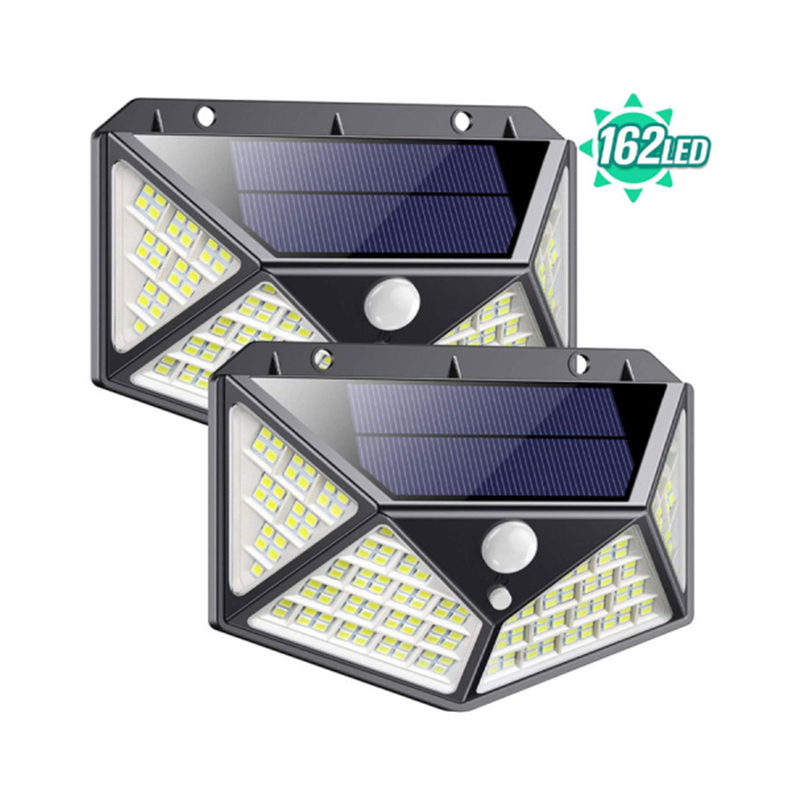 2個セット 162チップ led ソーラーライト センサーライト ランプ 防水　自動点灯 看板 高輝度 照明 屋外 ソーラー発電 玄関灯 ポーチライト