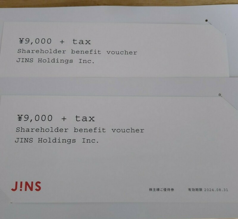 【最新 2枚セット】 ジンズホールディングス 株主優待券 19,800円分 眼鏡 メガネ JINS
