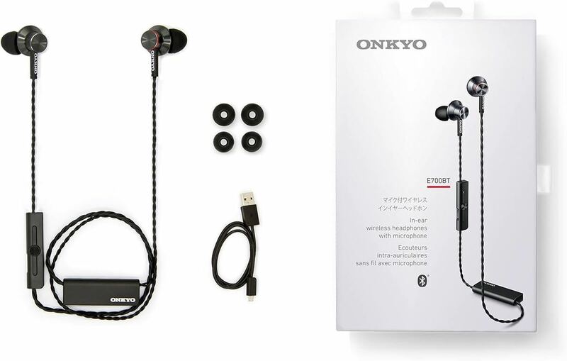 Onkyo オンキョー e700btb 27インナーイヤー ワイヤレスヘッドフォンマイク付き ワイヤレスイヤホン ブラックBluetooth