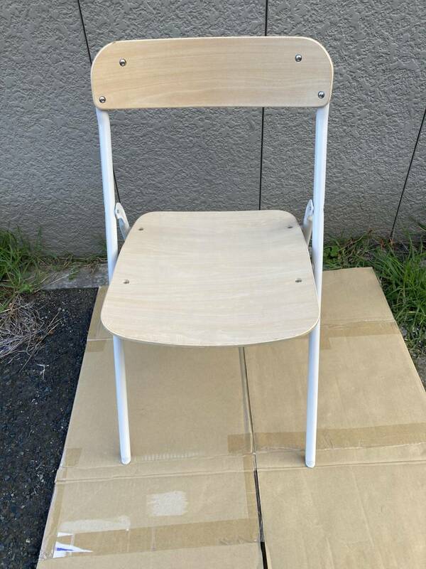 2312muji無印良品スチールパイプ折りたたみチェア シナ合板プライウッド成型フォールディング椅子カントリー集成材 木