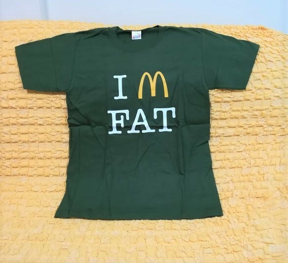 I’ｍ FAT★おもしろジョークＴシャツ★ギャグＴシャツ★モスグリーン★緑★XＬサイズ★コットン１００％★激安★