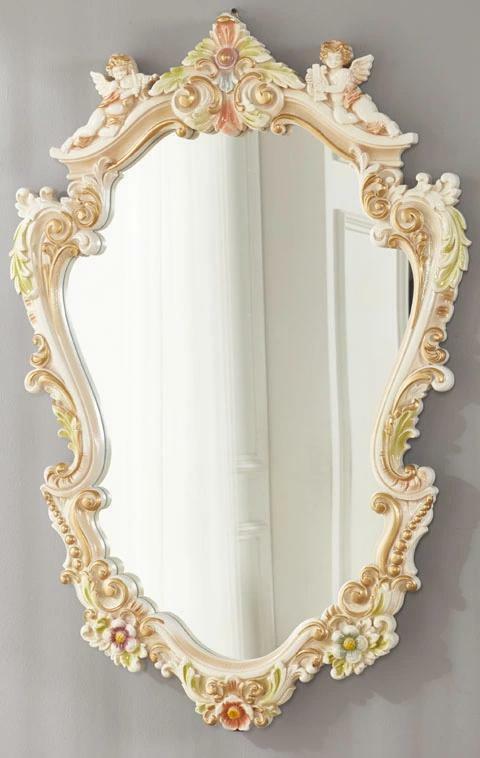 ロココ ウォールミラー 壁掛 鏡 アンティーク プリンセス ミラー 輸入家具