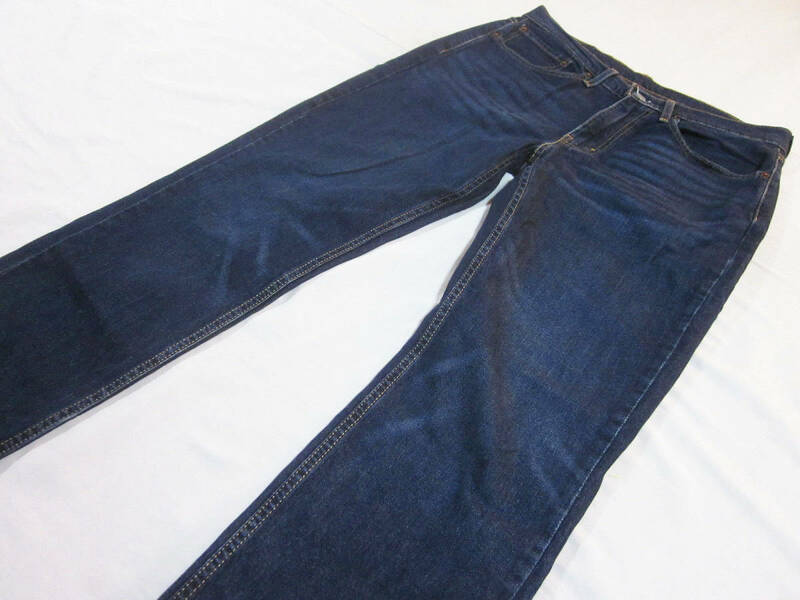 送料無料!!　濃紺　Levi's　リーバイス　514 　再生繊維　ストレッチ　デニムパンツ　ジーンズ　インディゴ　34　W約85CM　パキスタン製