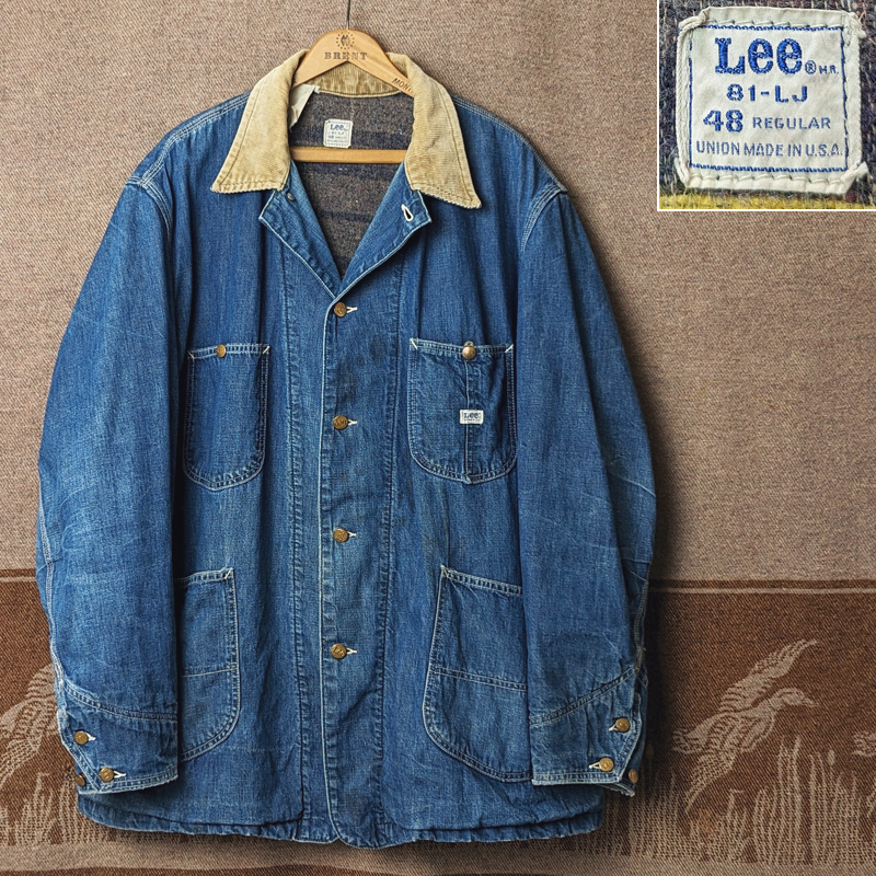 ビッグサイズ48 【Lee 81-LJ】 60s Denim Chore Jacket / 60年代 デニム カバーオール ブランケット ワーク ジャケット ビンテージ 50s70s