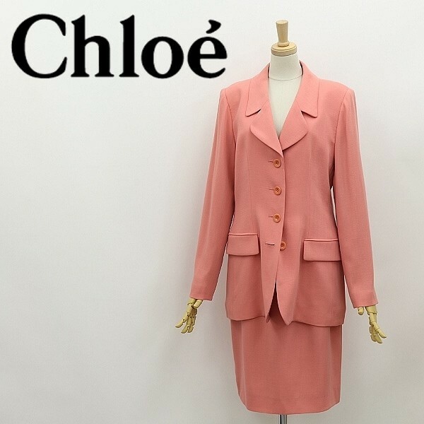 ◆Chloe クロエ 4釦 ジャケット＆スカート スーツ セットアップ ピンク 40