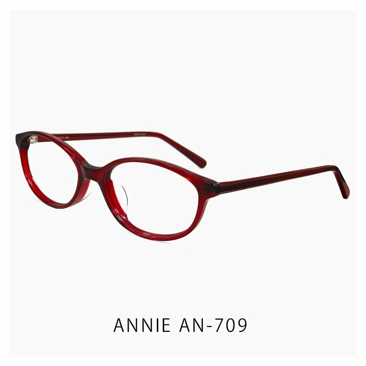 新品 レディース メガネ an-709-1 annie オーバル 型 眼鏡 かわいい おしゃれ 人気 モデル 赤ぶち フレーム