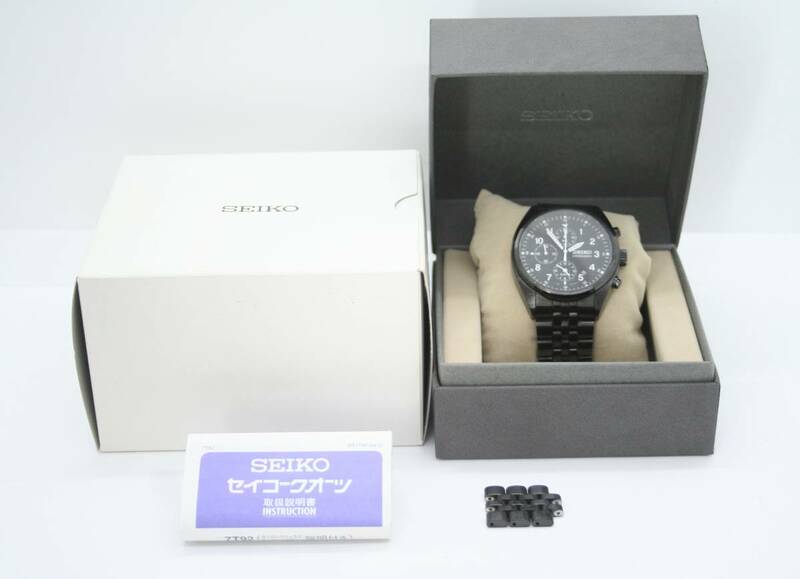 【美品 保障付 動作確認済】Seiko Pirot Chronograph 7T62-0JG0 Date 10Bar Quartz Mens Watch セイコー パイロット クオーツ メンズ #T196