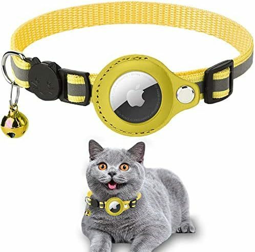 【残りわずか】 イエロー 安全 エアタグ 犬 追跡装置 猫用猫 gpsペット 頑丈耐用です 猫用 そして gps 光反射のデザイン