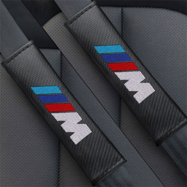 2個セット BMW Mスポーツ ビーエムダブリュー カーボンファイバー シートベルトパッド シートベルトカバー ショルダーパッド ロゴ刺繍 n2