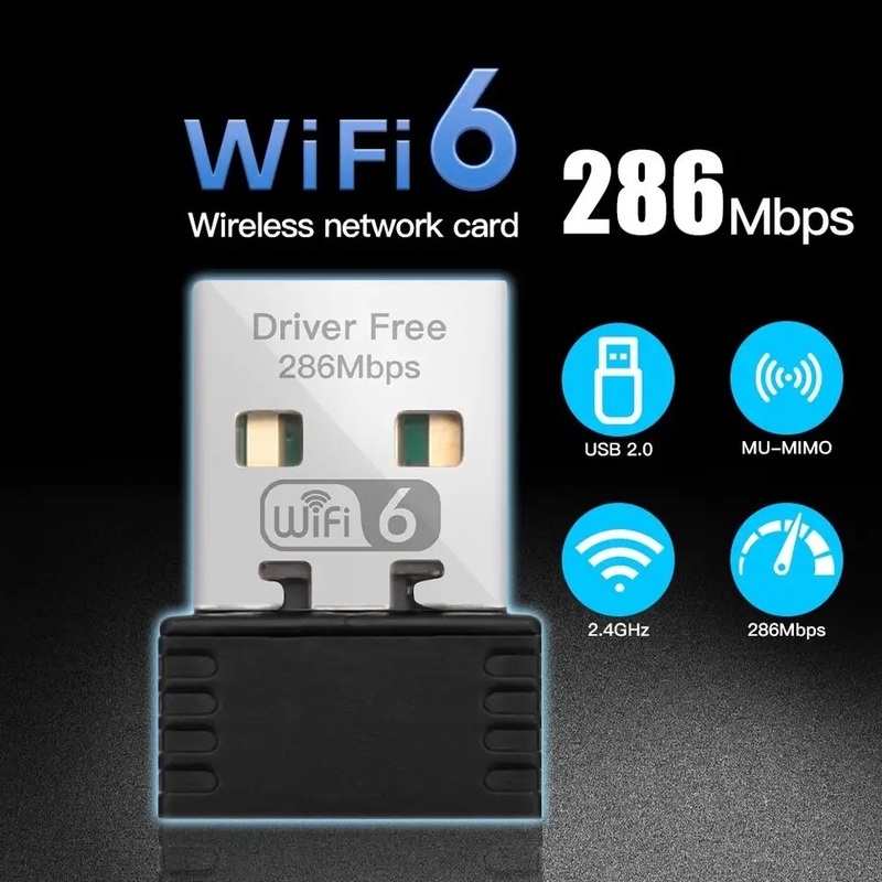 WiFi6 アダプター 無線LAN子機 ミニ USBドングル AX286 ネットワークカード 2.4GHz 802.11ax windows10 11 ドライバーフリー r