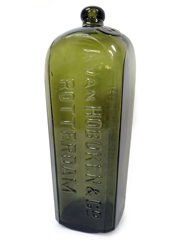 3ME アンティーク 1870年代 AVAN HOBOKEN＆CO.ROTTERDAM ガラス ジンボトル 瓶 オランダ ロッテルダム印
