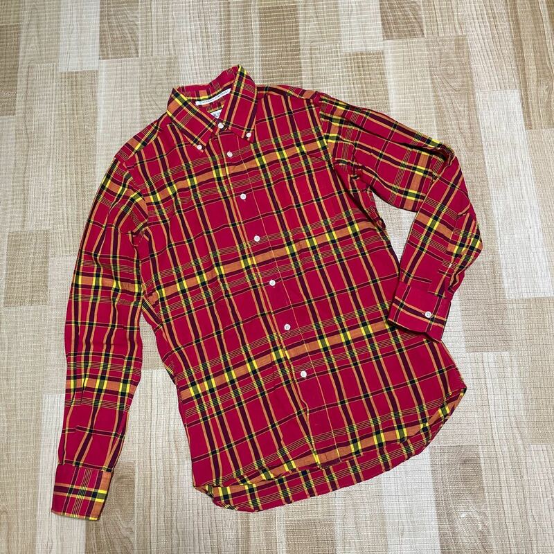 INDIVIDUALIZED SHIRTS インディビジュアライズドシャツ 薄手チェックシャツ 15/32 赤系 USA製 アメリカ ボタンダウン 長袖シャツ