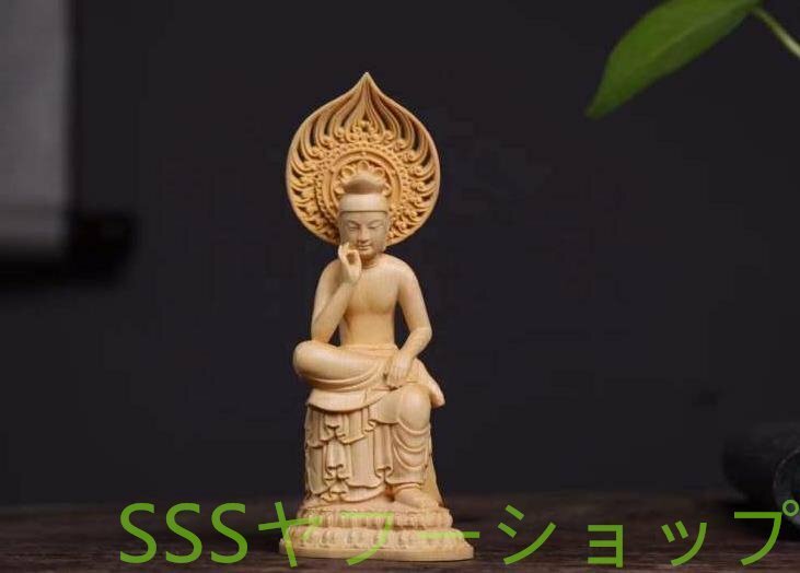 最新作 弥勒菩薩半跏思惟像 木彫 仏教美術 仏師で仕上げ品