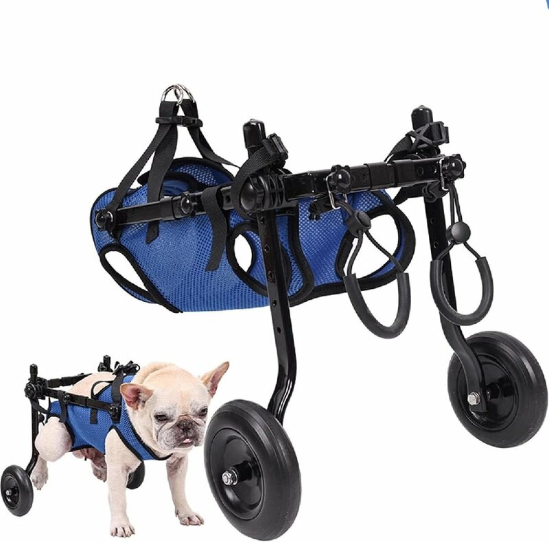 調節可能な犬用カート/車椅子、車輪付き小型犬用カート、補助カート歩行器、障害のあるペット用の移動補助具、子犬と猫用 (S)