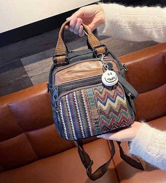 民族の風の小さいリュックサックのファッションのデニムの布の手を提げます*カジュアル*の肩に掛けます*ランドセル