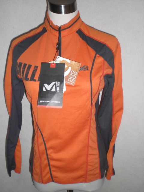 MILLET　ミレー　ジップアップシャツ　　登山トレーニング　カットソー　オレンジ　韓国９０サイズ　MHJST-85490