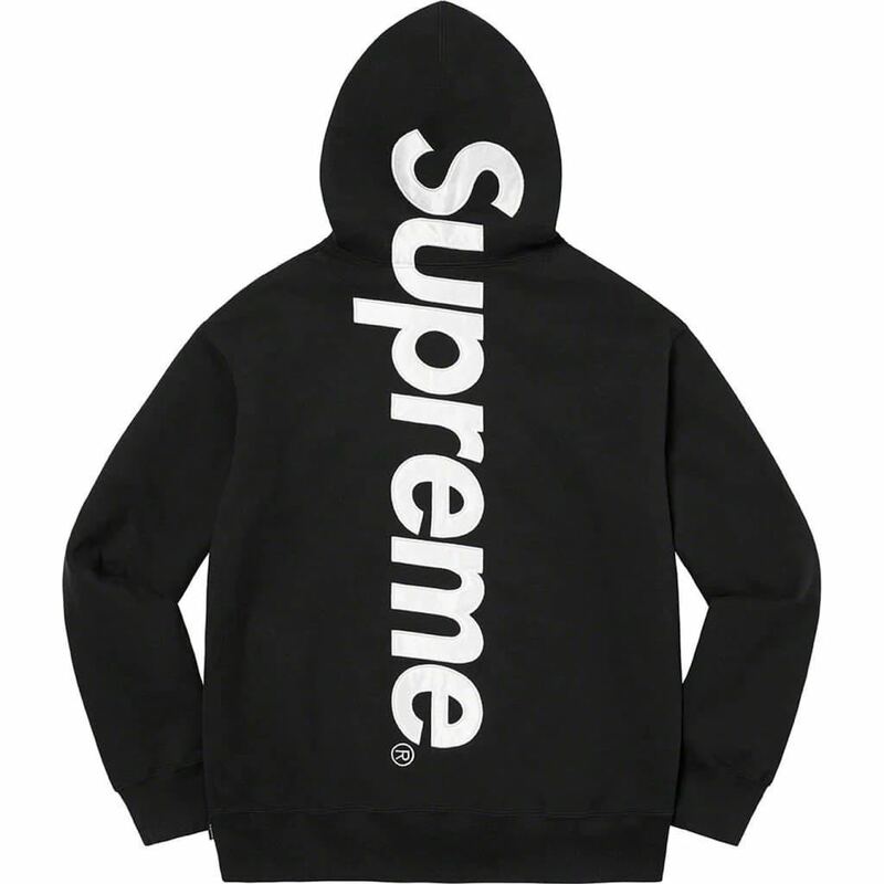 新品 国内正規 22AW Supreme シュプリーム Satin Applique Hooded Sweatshirt ロゴ パーカー ブラック 黒 M