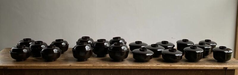 千家十職 中村宗哲 古宗哲 懐石椀 四種組20点 日本料理 懐石料理 和食 汁椀 吸物椀 木製漆器 茶道具