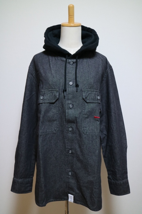 DESCENDANT HOODED LS SHIRT ディセンダント フーデッド シャツ シャツパーカー デニム ブラック シャツジャケット HOODIE フーディー