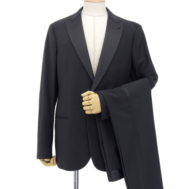 超美品 ジョルジオアルマーニ 2014年 SOHOタグ シルクラペル ウール ドレス スーツ セットアップ タキシード 54 メンズ ビジネス 冠婚葬祭