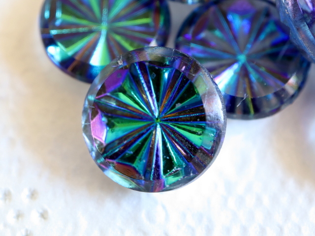 バミューダ ブルー ヘリオ リフレクティブ ジャーマン ヴィンテージ カボション ドイツ レトロ ハンドメイド アクセサリー パーツ 9mm 4個