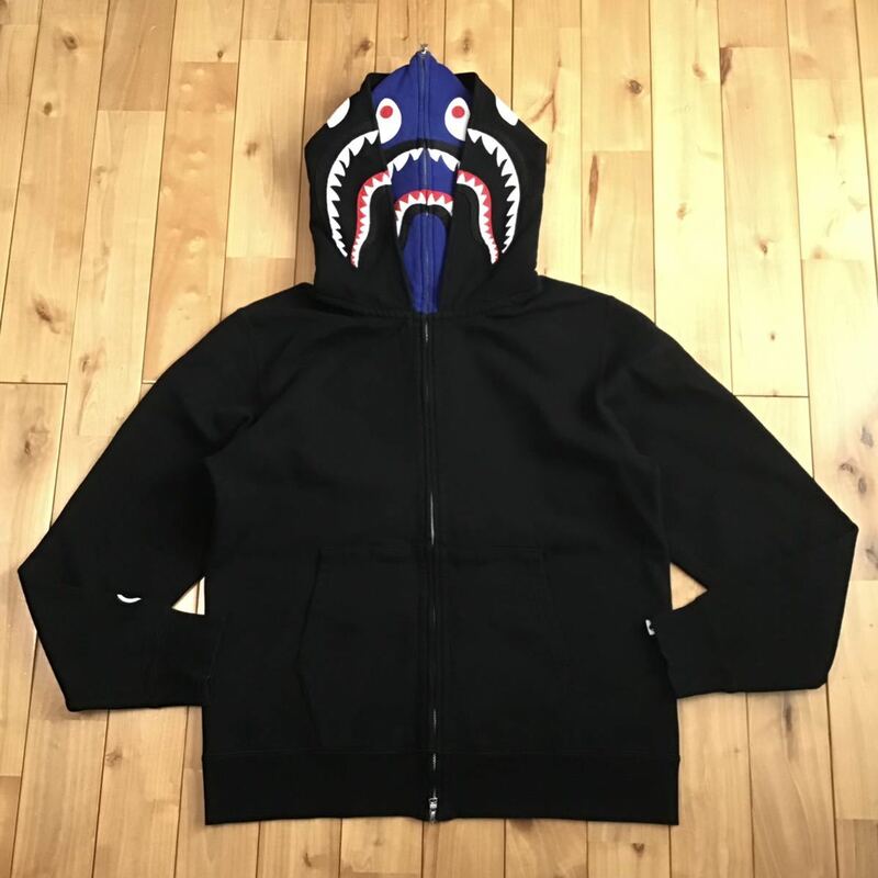 ダブル シャーク パーカー Lサイズ Double shark full zip hoodie a bathing ape BAPE エイプ ベイプ アベイシングエイプ jz3al