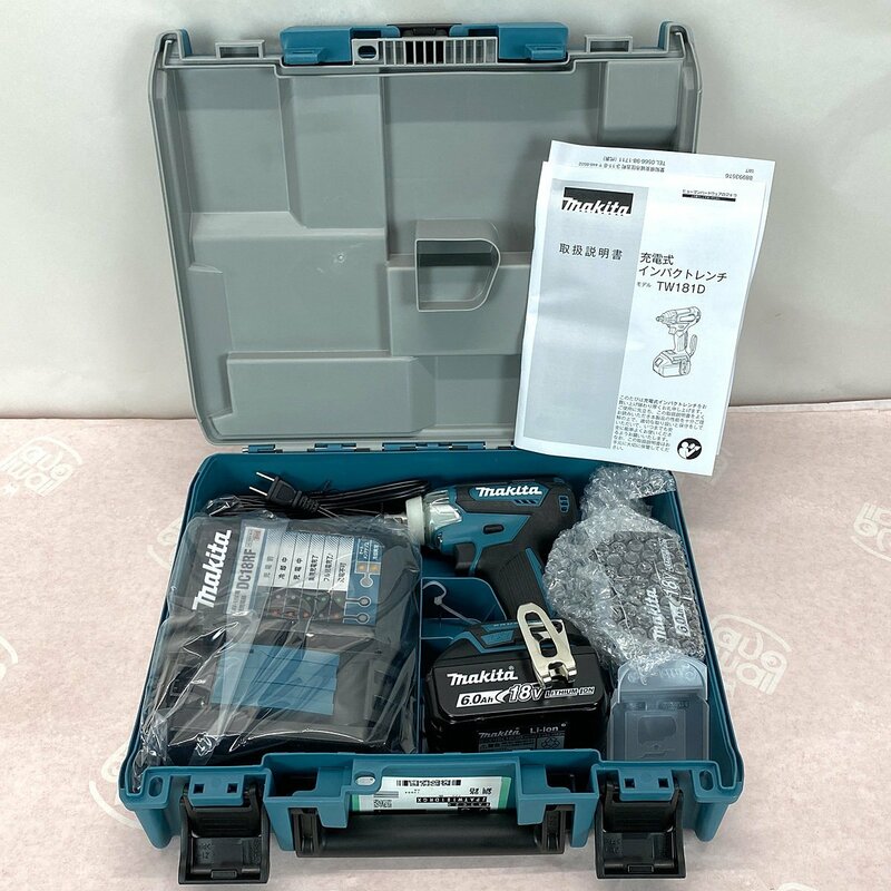 未使用 マキタ インパクトレンチ TW181DRGX 青 18V 6.0Ah 送料無料 【K16】 充電器 バッテリ2個 makita 純正 セット 新品同様